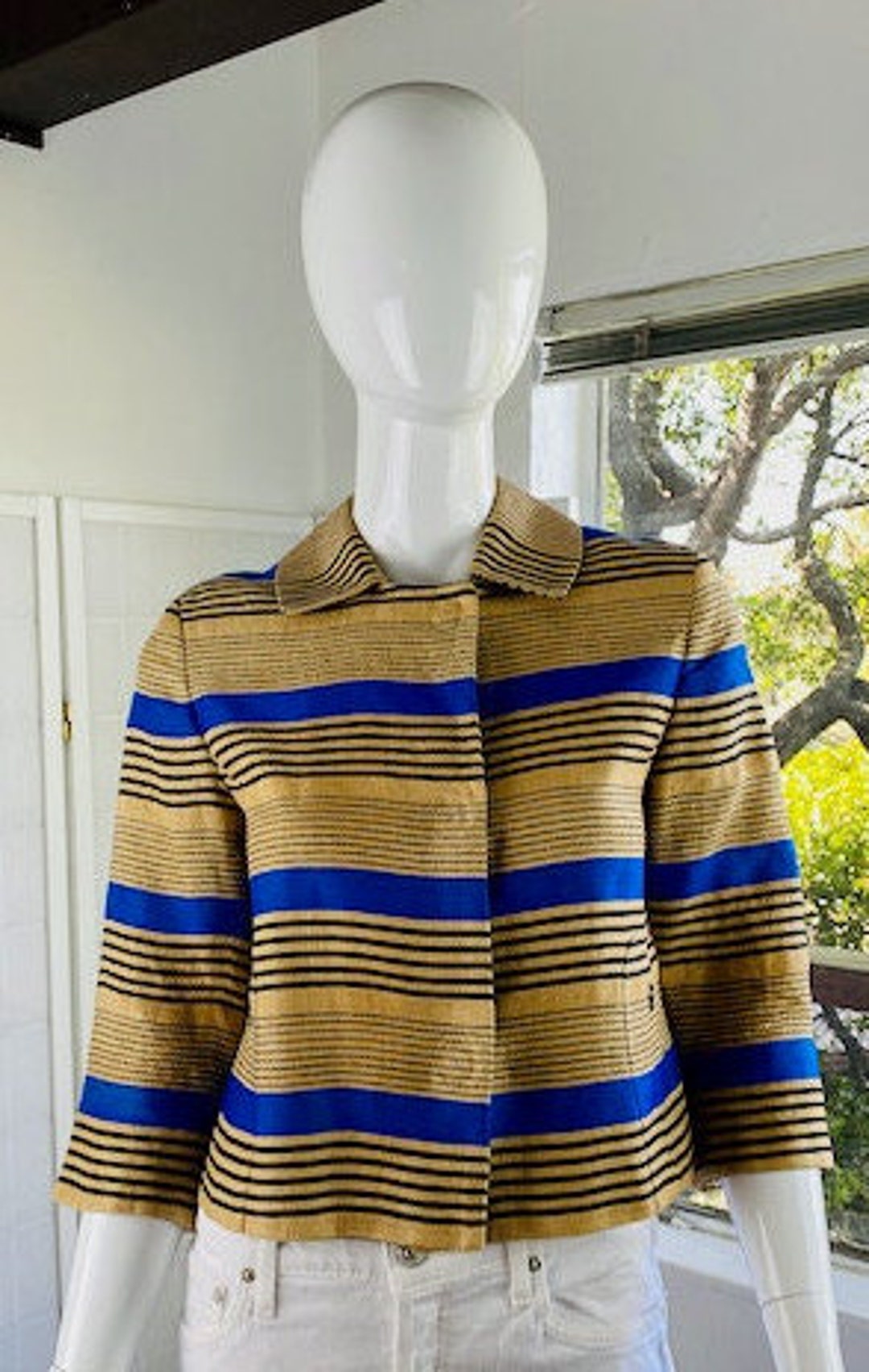 AKRIS PUNTO Linen Striped Jacket 6. - Etsy Israel