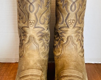 Ariat, Mens Tall Brown Distressed Leather Cowboy Western Boots, 8 D.