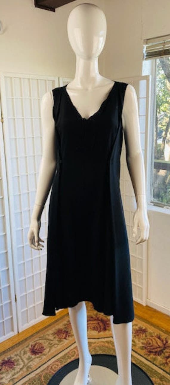 Vintage, Nina Ricci Black Wool Crepe Dress, XL. - image 1