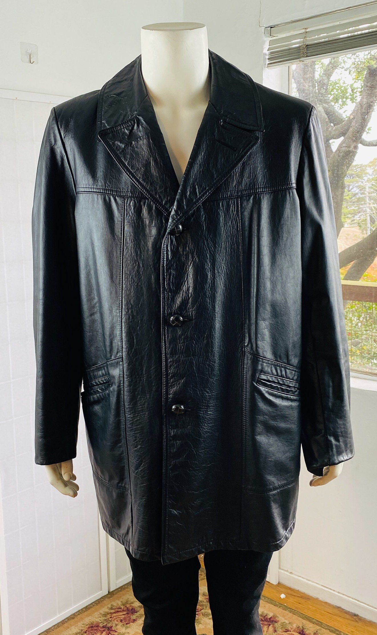 HOUSE of PEERLESS, Mens Black Leather Jacket W/ Zip Out Liner, XL. Etsy