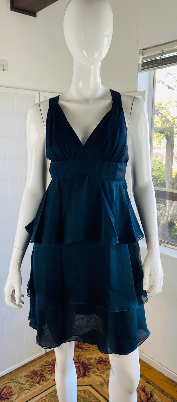 Vintage VALENTINO, navy blue silk halter dress, L.