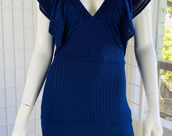 catherine malandrino blue dress Catherine Malandrino Navy Silk Stretch Dress, L