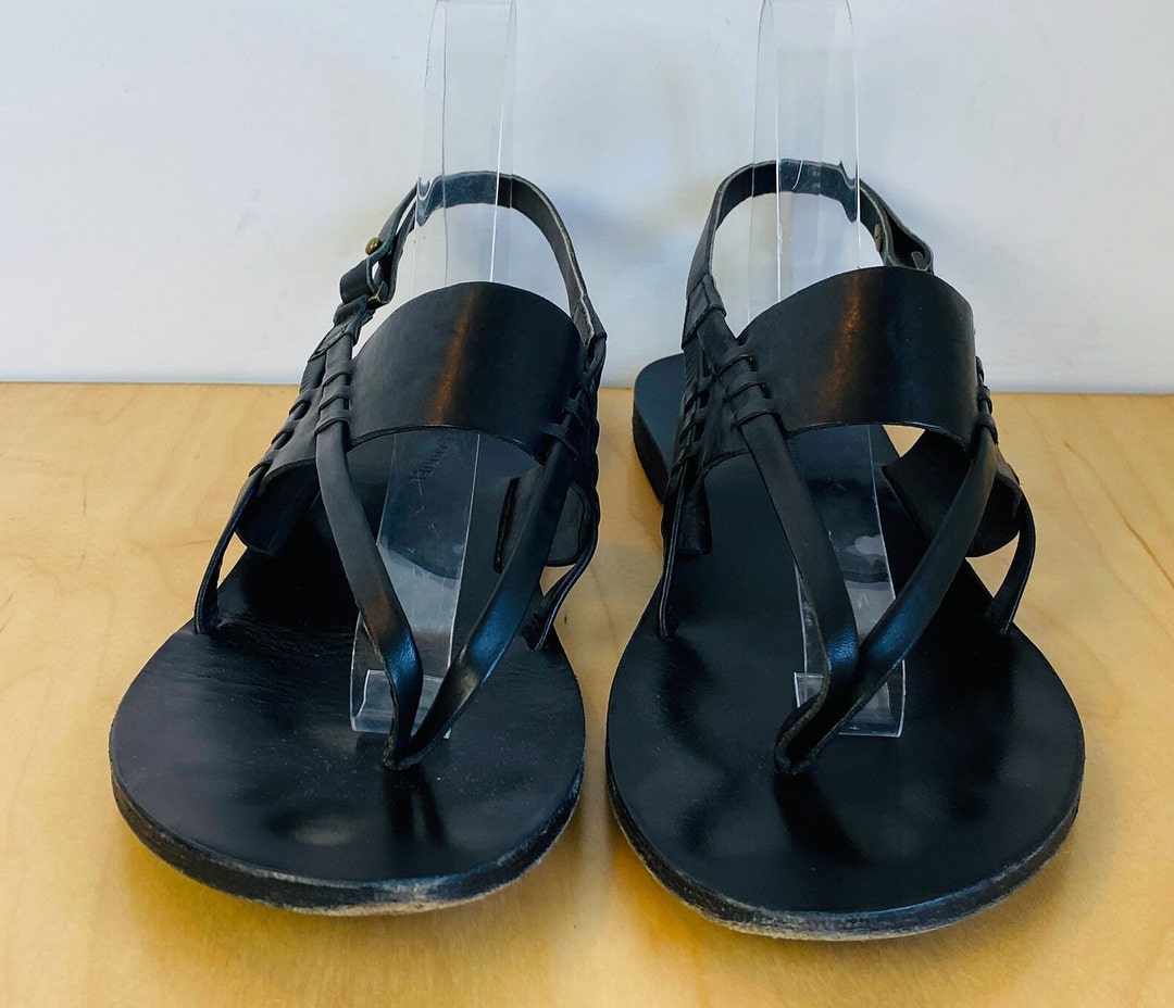 Vintage Valia Italy Womens Black Leather Hand Made Sandals - Etsy