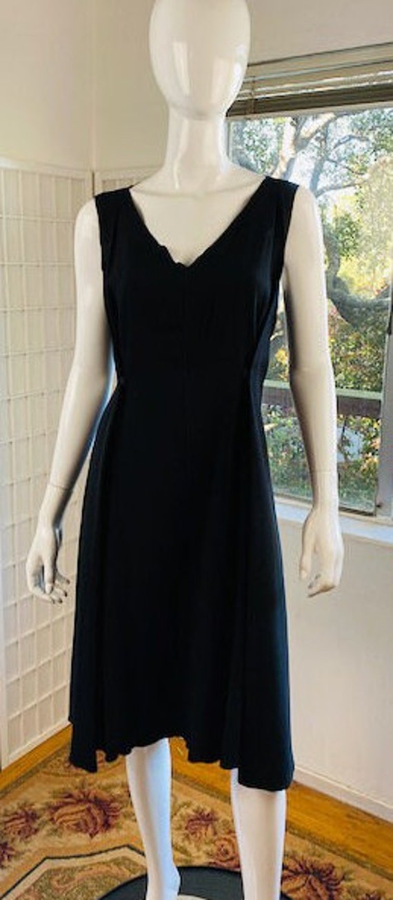 Vintage, Nina Ricci Black Wool Crepe Dress, XL. - image 2