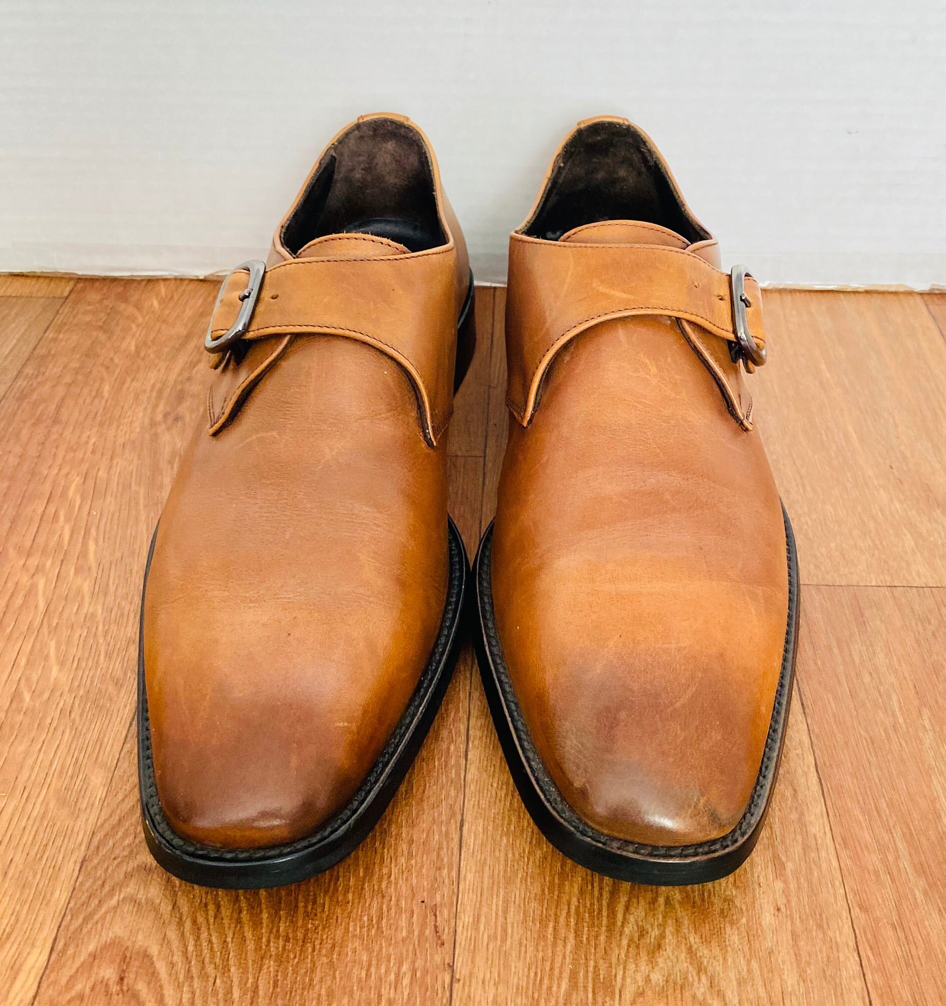 To Boot New York, Mens Brown Leather Buckle Strap Monk 