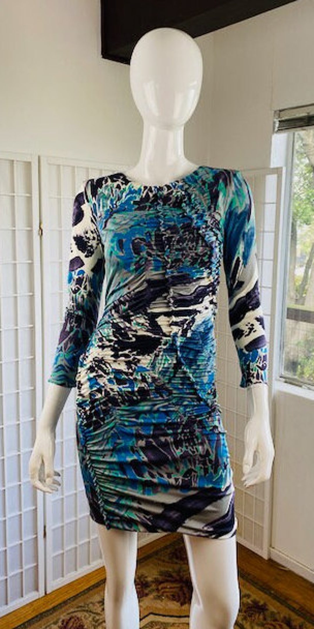 EMILIO PUCCI★素敵！MIXED STRIPED PRINT SILK CLASSIC DRESS EMILIO PUCCI DRESS MIXED STRIPED PRINT SILK CLASSIC LONG
