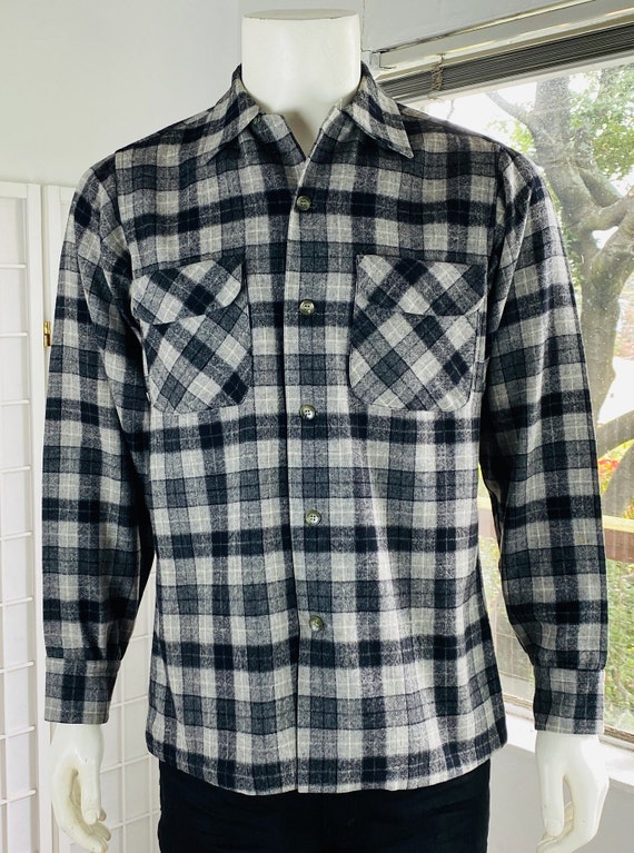 Vintage Pendleton Mens Gray Shadow Plaid Board Shirt, S. - Etsy
