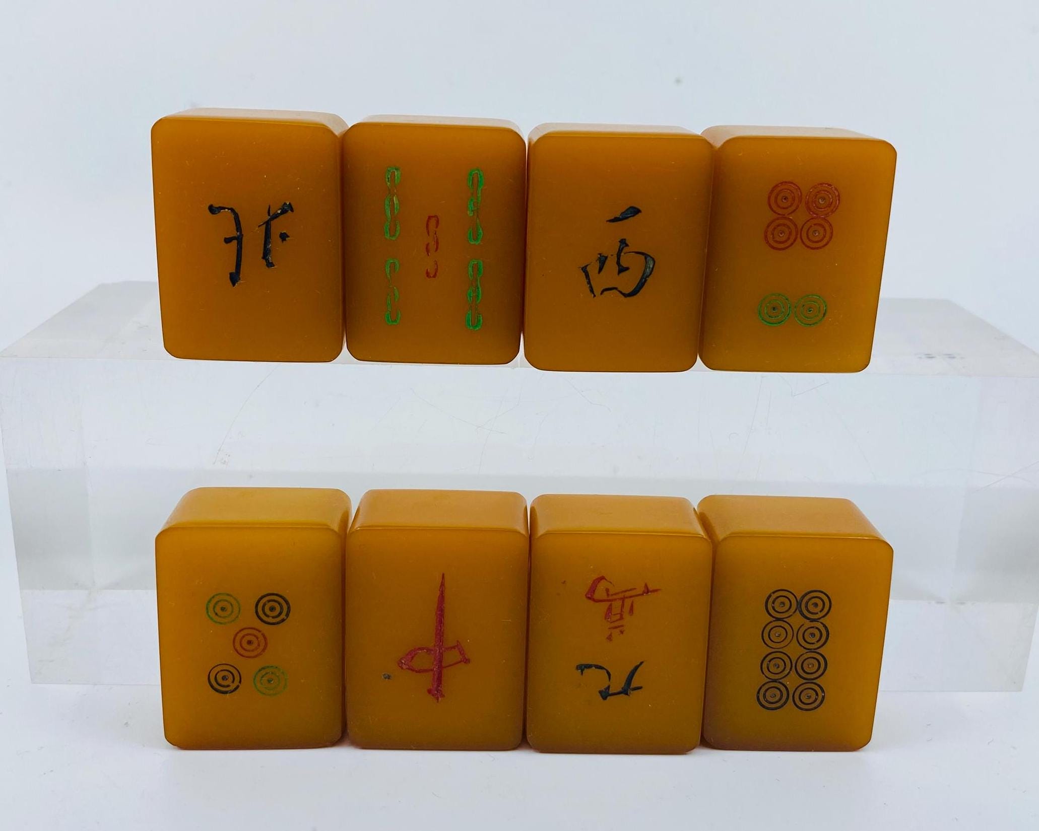 Vintage 8 Bakelite Mahjong Tiles W/ Drilled Holes for Threading  display picture 1