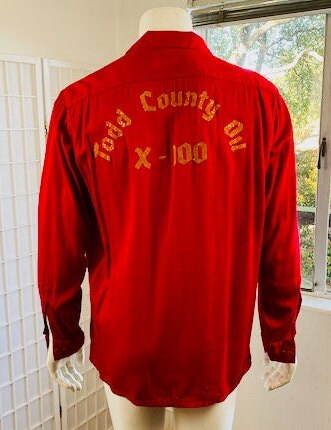 Vintage Air Flow, Red Rayon Bowling Shirt, XL. - Etsy