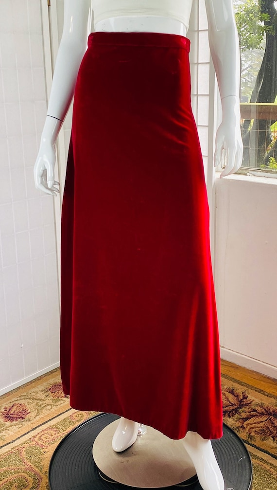 Vintage hand made red velvet maxi skirt.