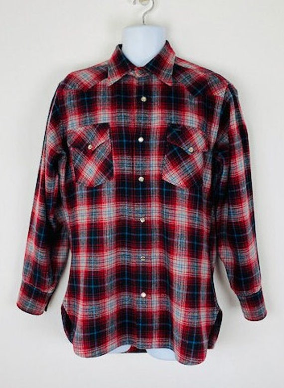 Vintage Pendleton Shadow Plaid Western Style Snap Shirt, M. - Etsy 