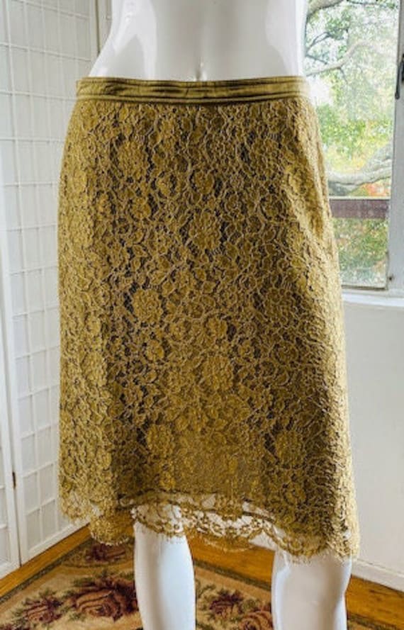 Vintage Rena Lange lace lined silk skirt, 10.