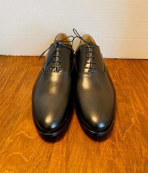 Owen Edward, Black Leather Men's Almond Toe Dress Oxfords, 43.5.