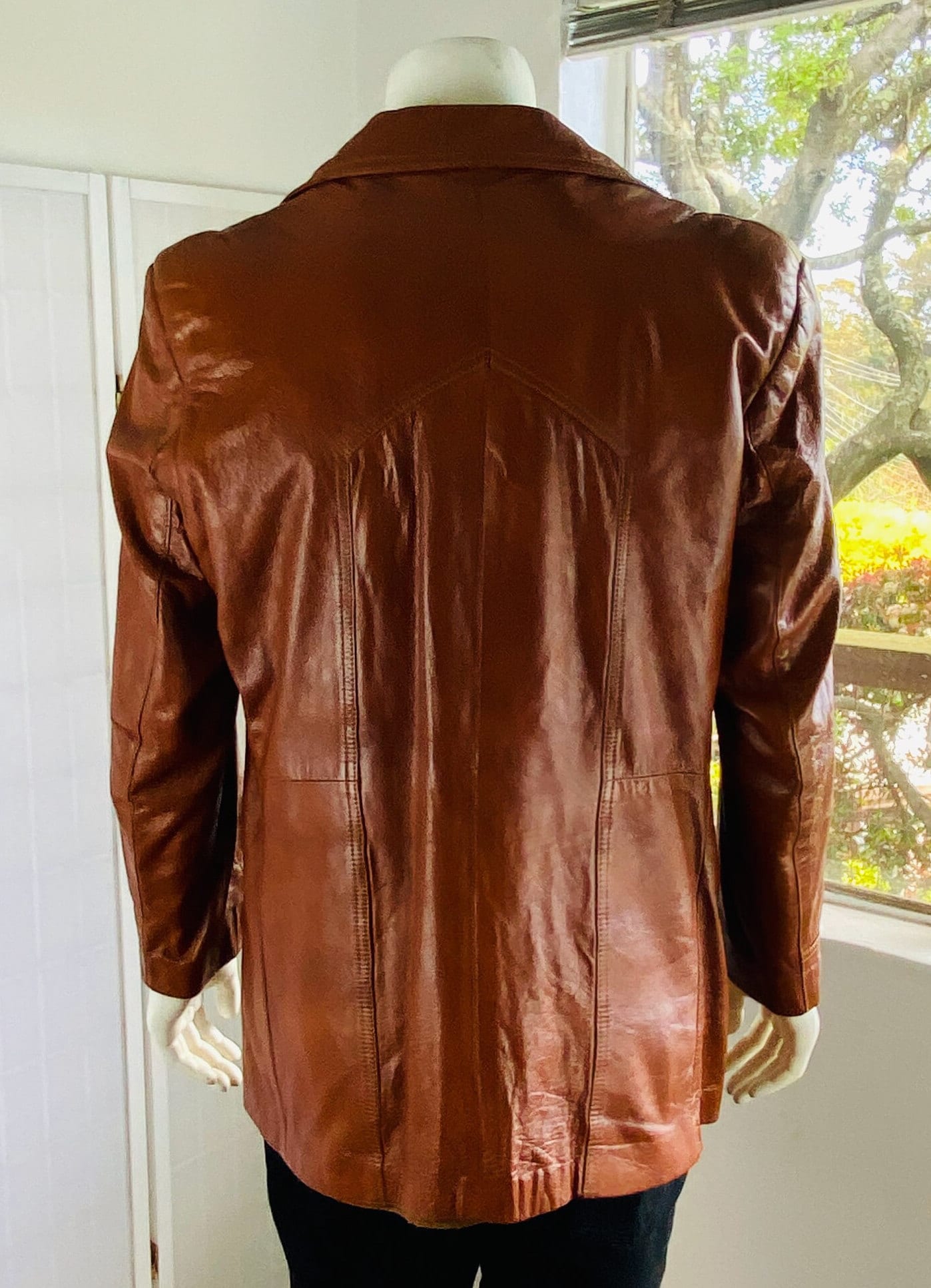 Vintage ANGEL SKIN Cabretta by Grais Cognac Leather Jacket, 44R