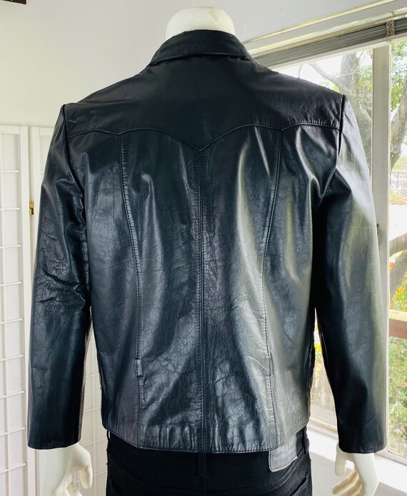 Vintage WILSON Mens Black Leather Jacket, 38- 40. - image 2