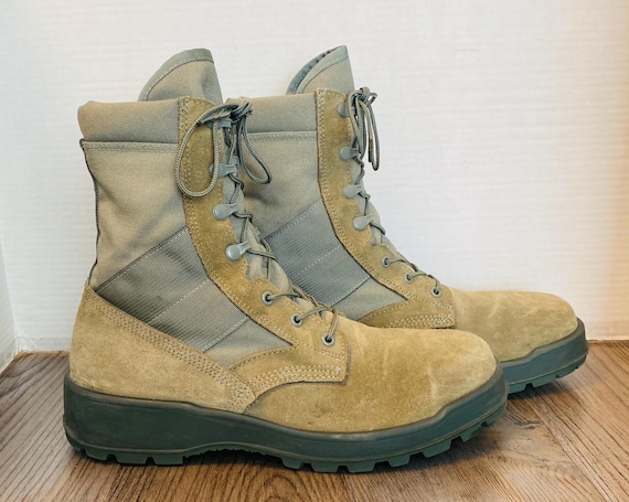 Military Mens Khaki Suede Textile Mid Calf USA Made Combat  display picture 3