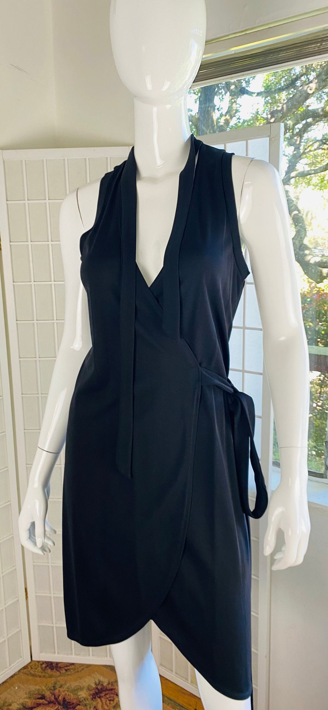NWT, Nicole Miller, Atelier, Black Jersey Wrap Dress, 10.