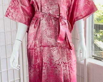 Vintage Asian Rayon Silk Kimono Robe, M.