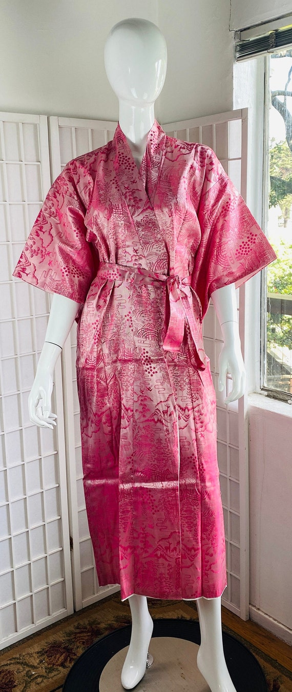 Vintage Asian Rayon Silk Kimono Robe, M.