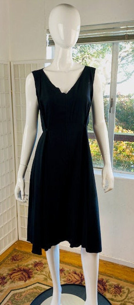 Vintage, Nina Ricci Black Wool Crepe Dress, XL. - image 5