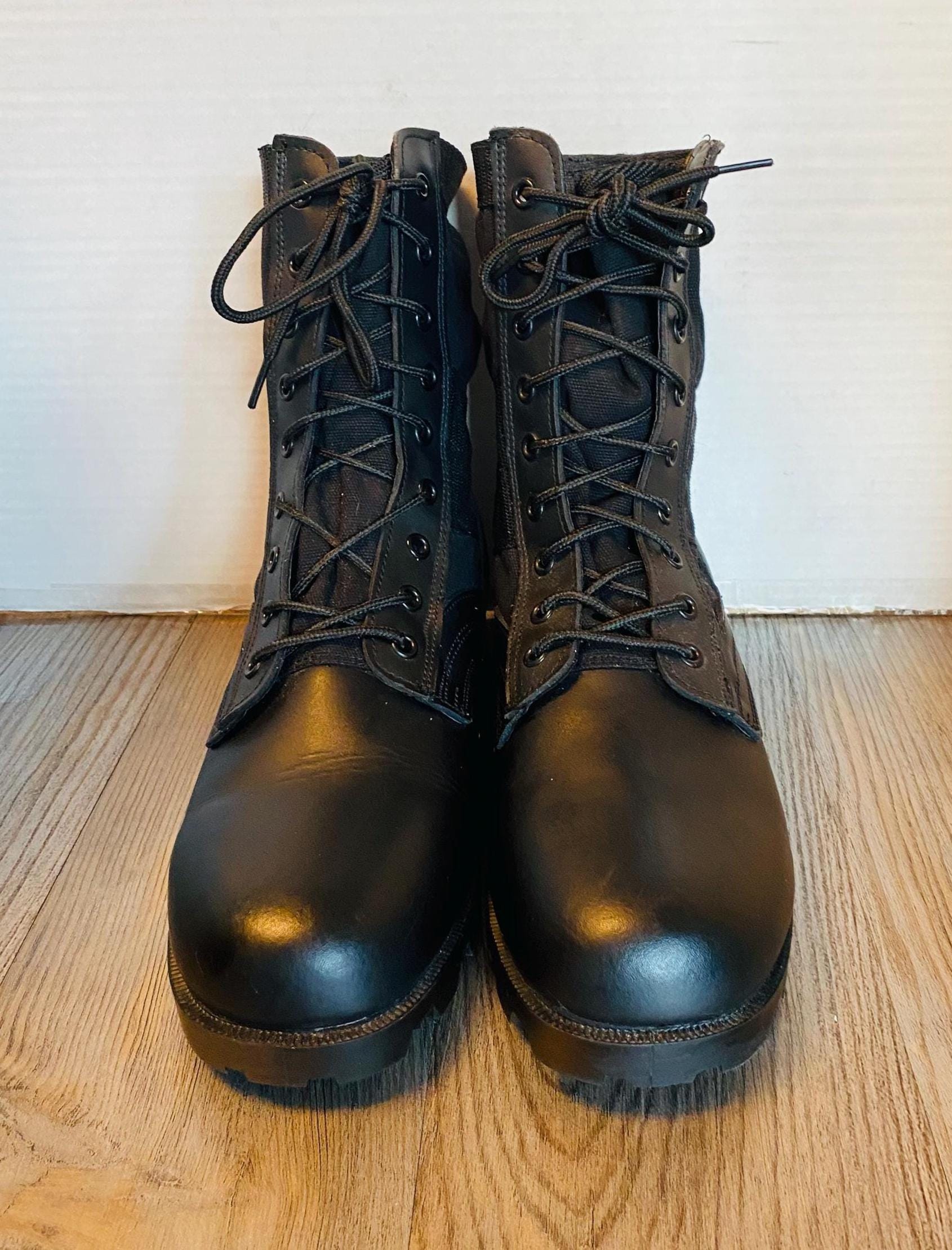 NWOT, Tactical Mid Calf Men Black Leather Textile Lace up 