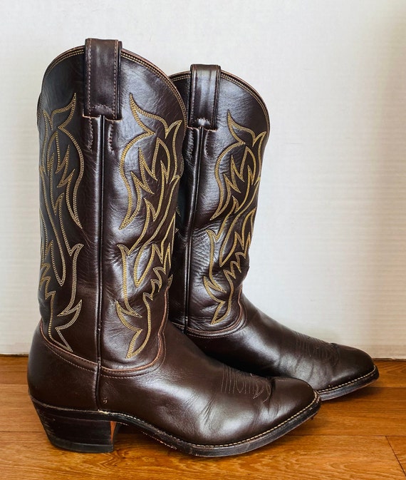 Justin Mens Brown Leather Western Cowboy Boots, 8D. - Etsy  display picture 1