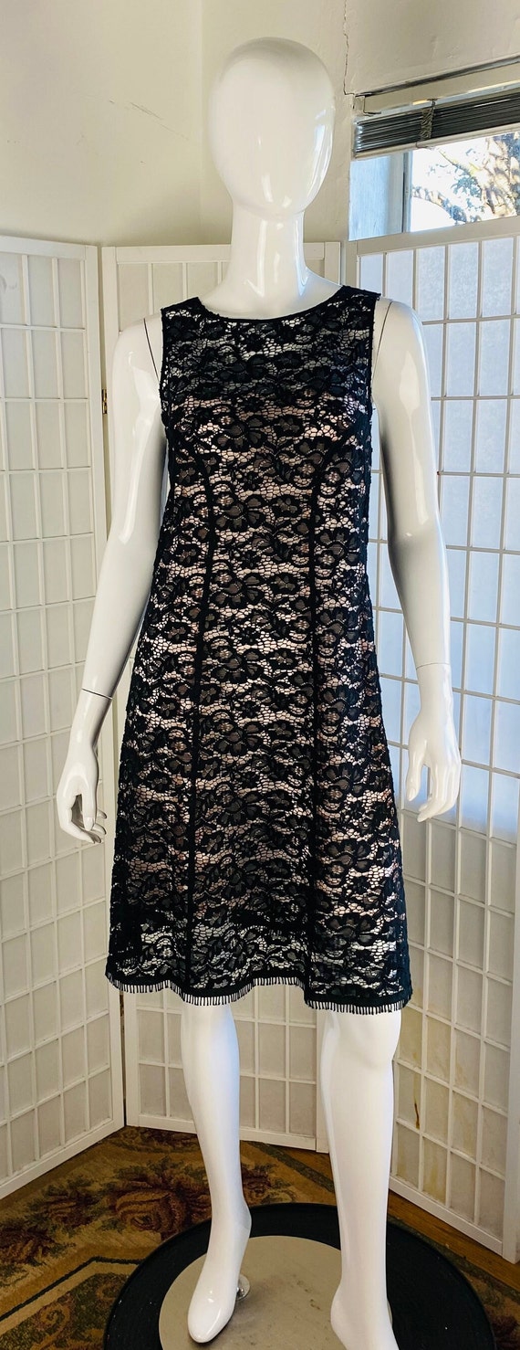 NINA RICCI, Paris, Black Lace Pattern Dress, 8.