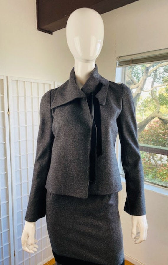 Vintage Jean Louis Scherrer gray wool/cashmere ta… - image 2