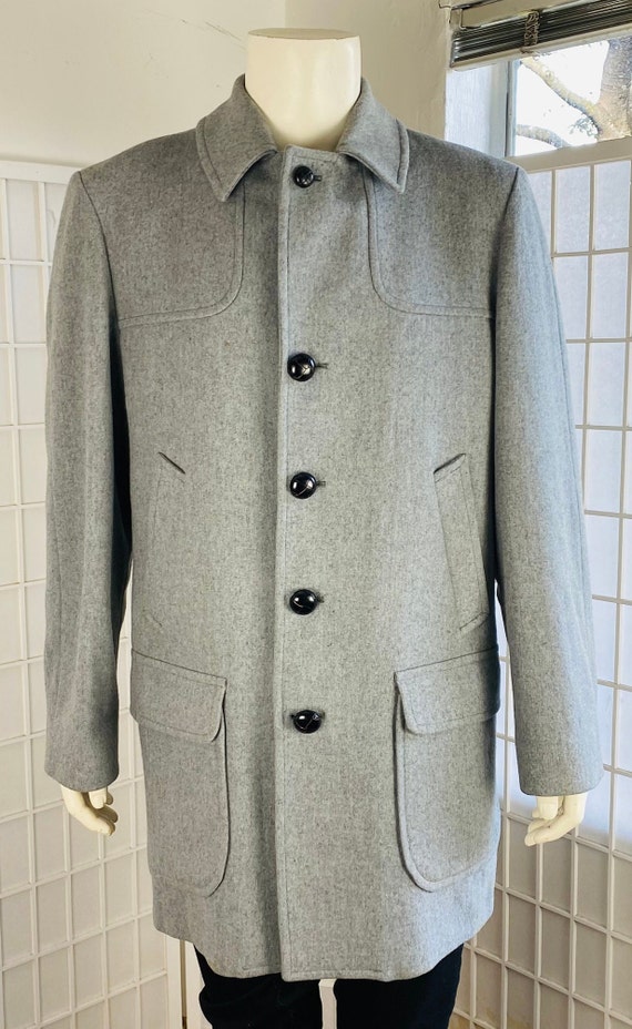 Vintage Pendleton Mens Gray Wool Coat, 42.