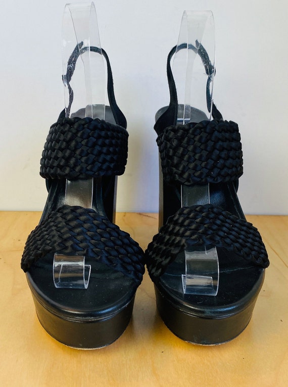 CASADEI Leather Braided Slingback Platform Sandals