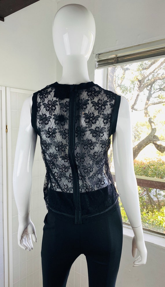 NWT, D&G, Lace Black Pattern Crew Neck Crop Top, … - image 5