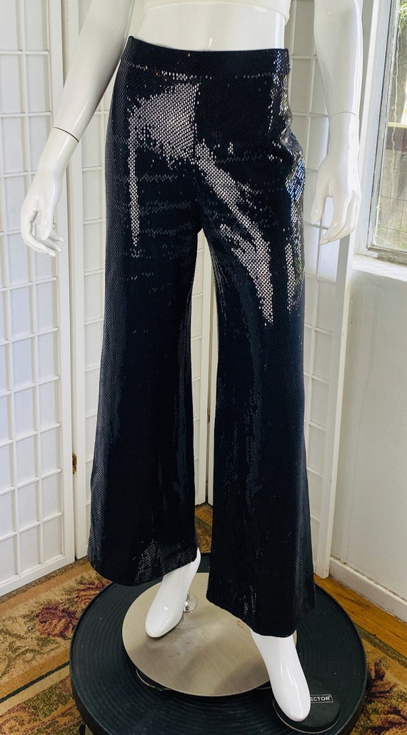 Vintage St John Black Sequined Flare Pants, 4. - image 4