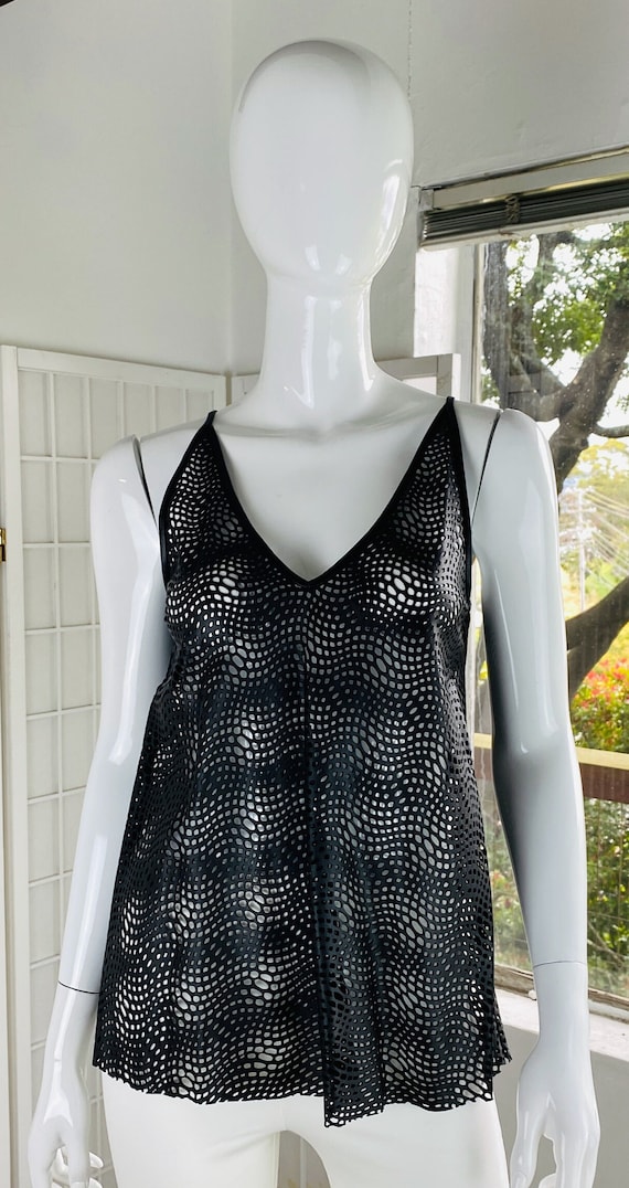 NWT, SUSAN BENDER Black Leather Top, M. - image 1