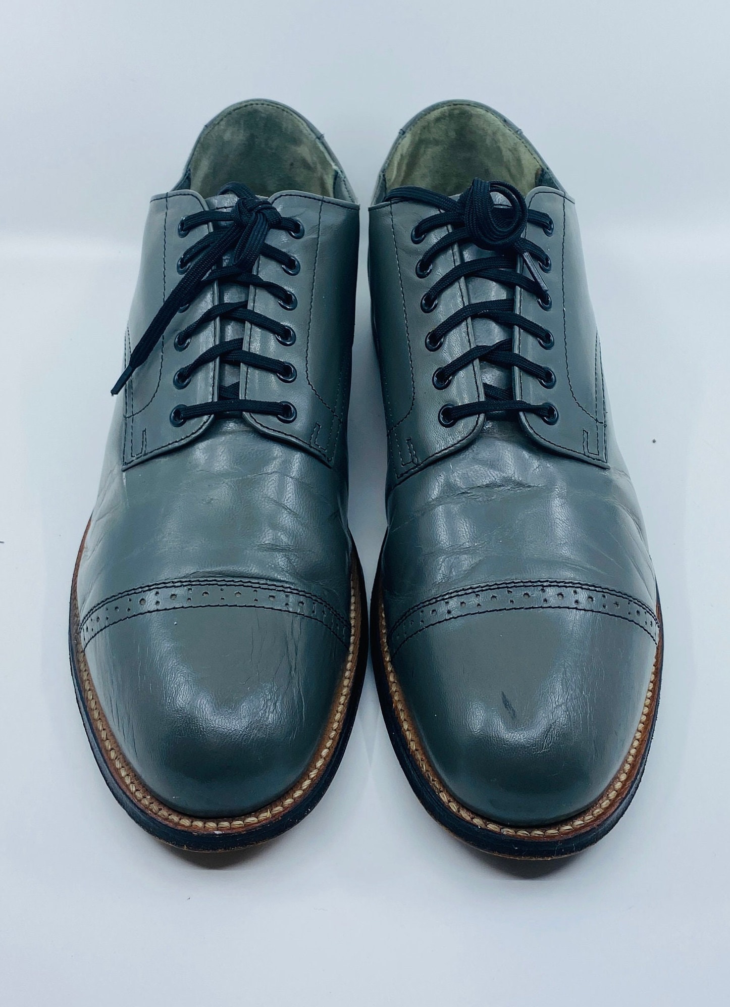 Stacy Adams Mens Gray Leather Cap Toe Shoes, 10.5D. - Etsy