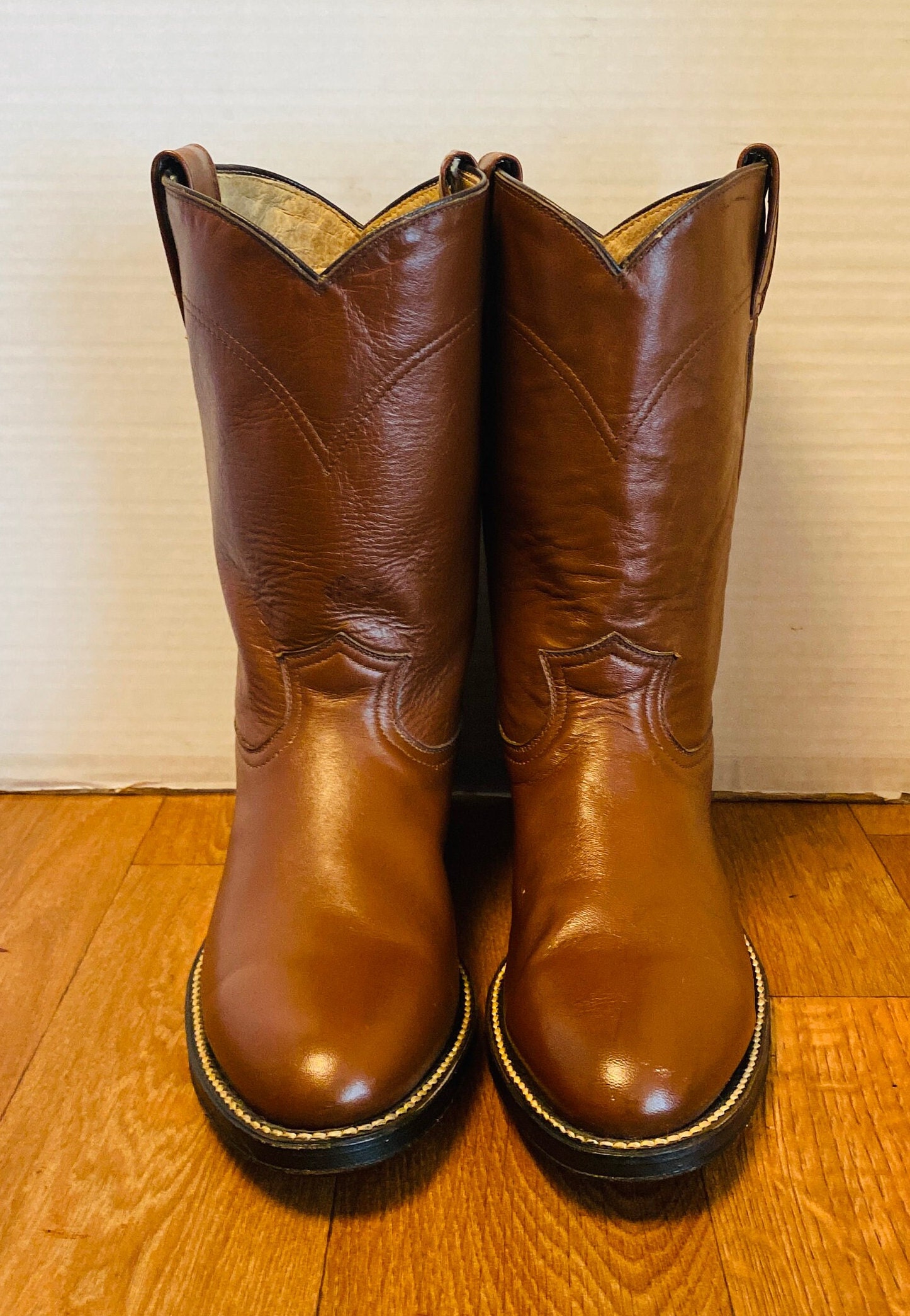 Cowtown cowboy boots brown bullhide size 9D COWTOWN Mens Size 9.5 B Narrow Width Black Brown Bull Hide  main image 3