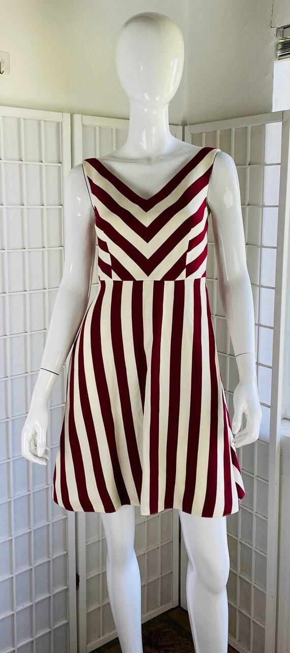 Designer Red Valentino Red & White Stripe Dress.