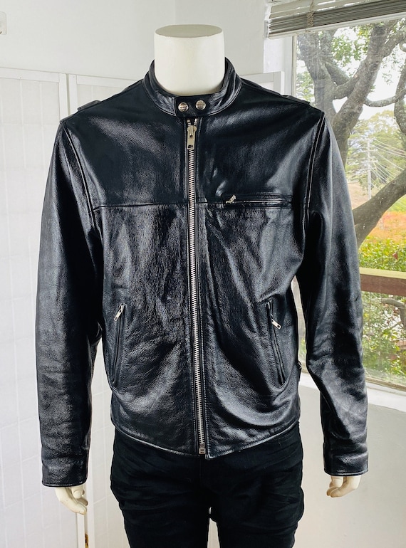 Highway 1 mens motorcycle black leather jacket, L.