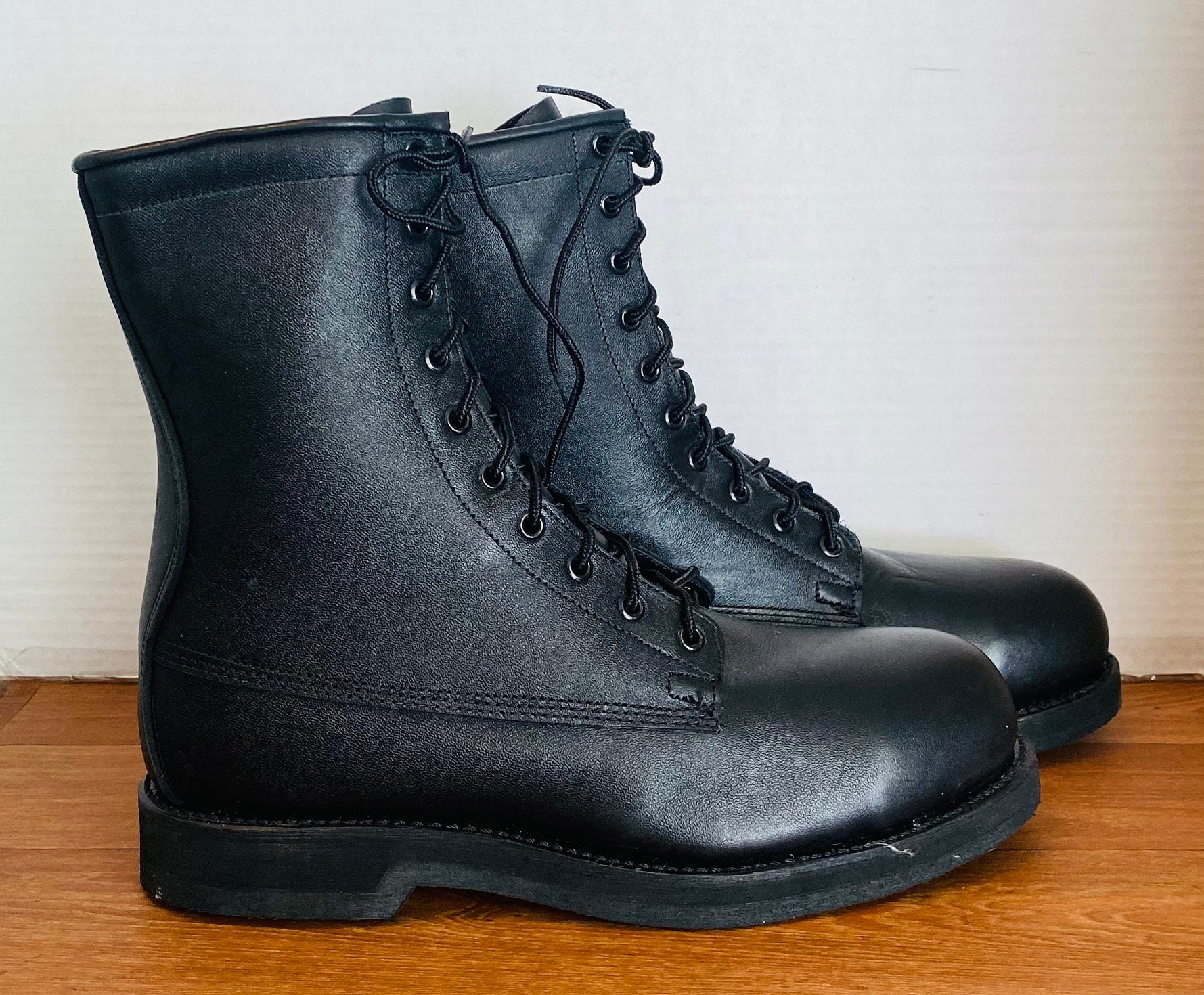 Vibram men’s size 9R black leather steel toe combat/work boots Blitz, Black | 8 main image 3
