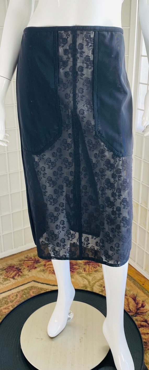 CARVEN Black Floral Print Knee-Length Sheer Skirt,