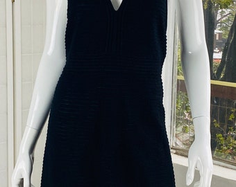 NWT, MISSONI, Black Plunge Neckline Mini Knit Dress w/ Tags, 10.