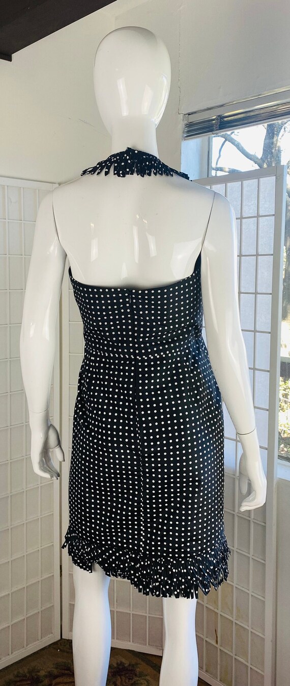 Vintage Oscar De La Renta Black Polka Dot Silk Fr… - image 2