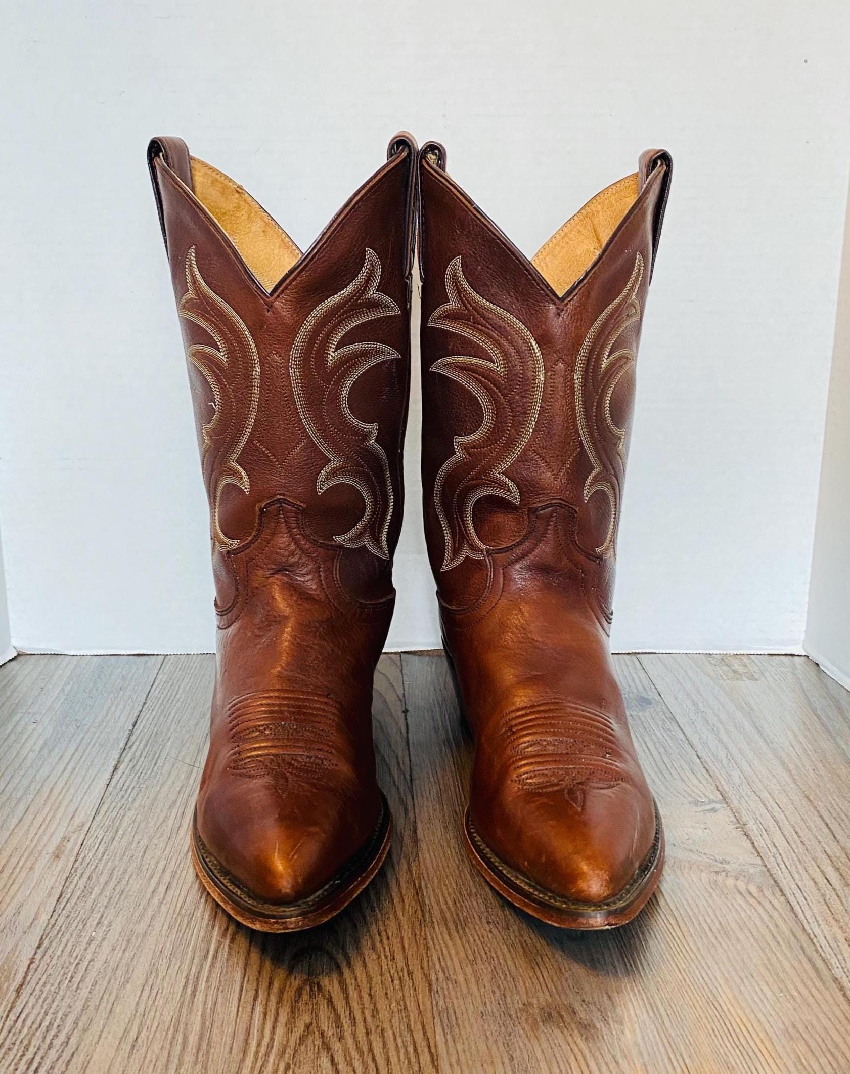 VINTAGE, USA, Justin Women Roper Bay Apache Leather Western Boots, 9 B ...