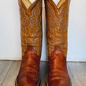 Vintage Leather Western Cowboy Boots Snake Print Men US 8 D USA Vintage Snake Skin Boots Mens - Etsy main image 2