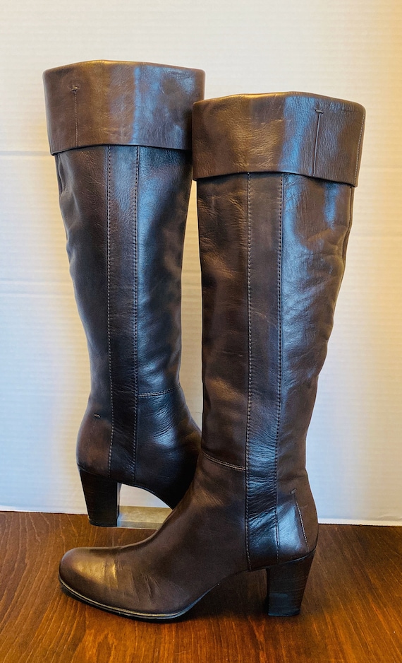 COSTUME NATIONAL, Brown Leather Riding Boots, 10.