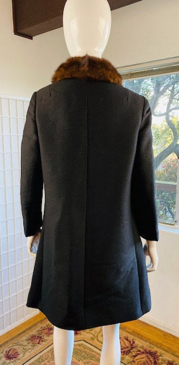 Vintage black wool asymmetrical mink collar cockt… - image 6