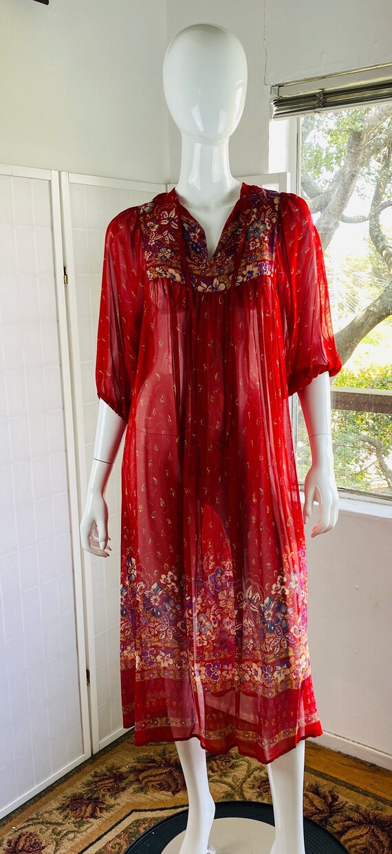 Vintage Robbie Bee red rayon print dress, 6 / 8.