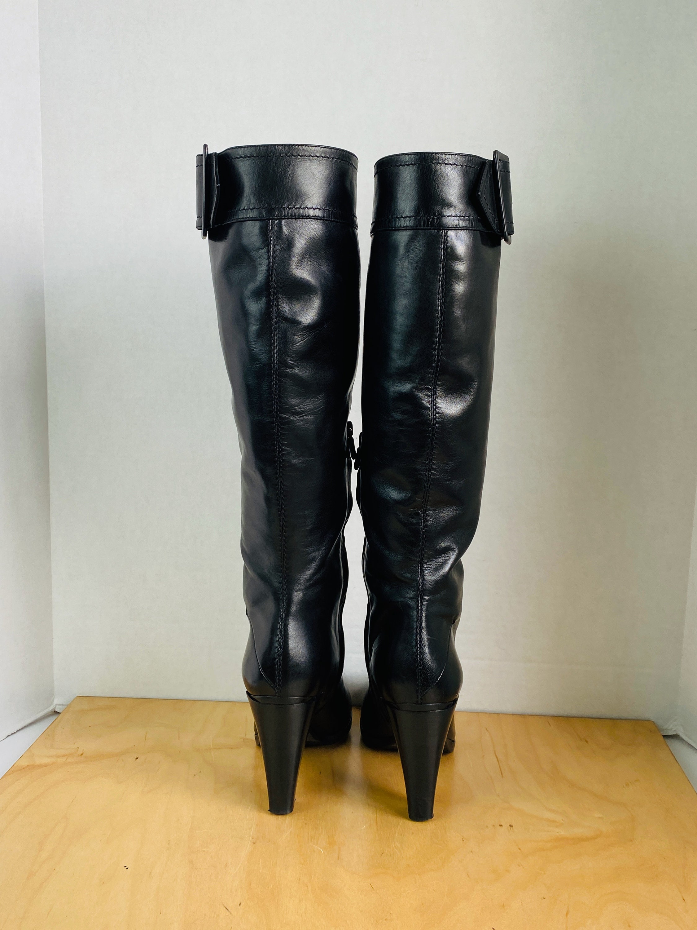 小物 90s costume national leather grove COSTUME NATIONAL, Womens Black Leather Boots, 9.5. - Etsy