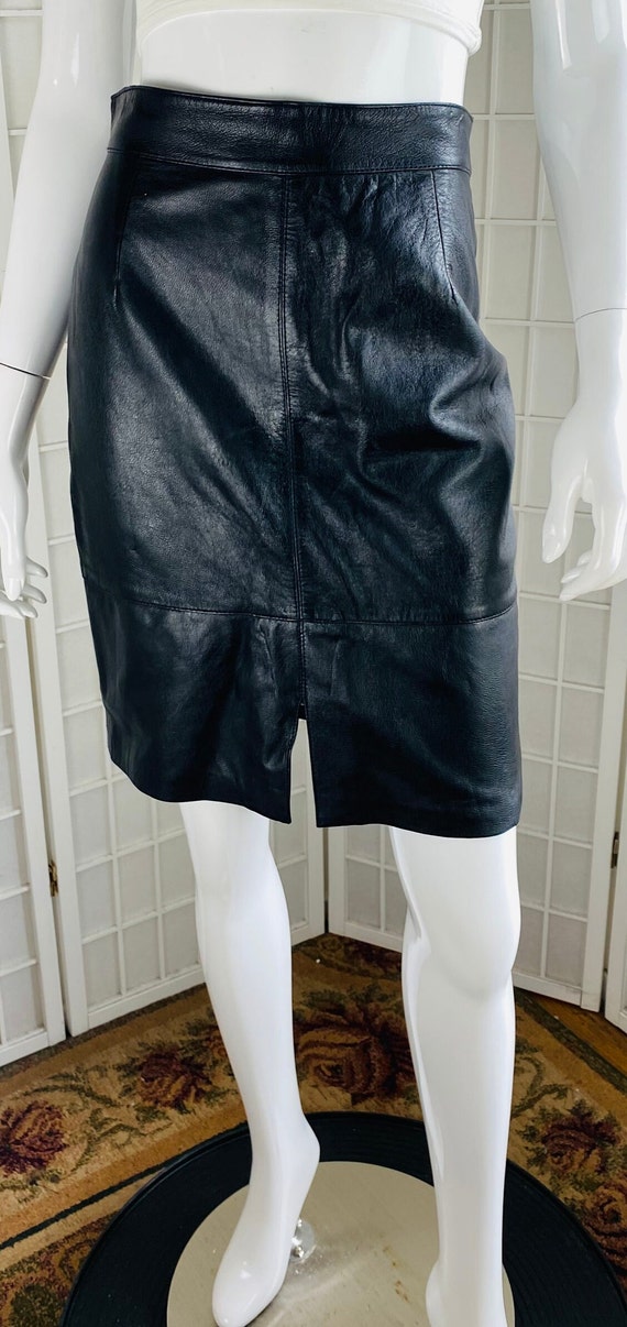 Vintage Vera Pelle womens black leather lined ski… - image 4