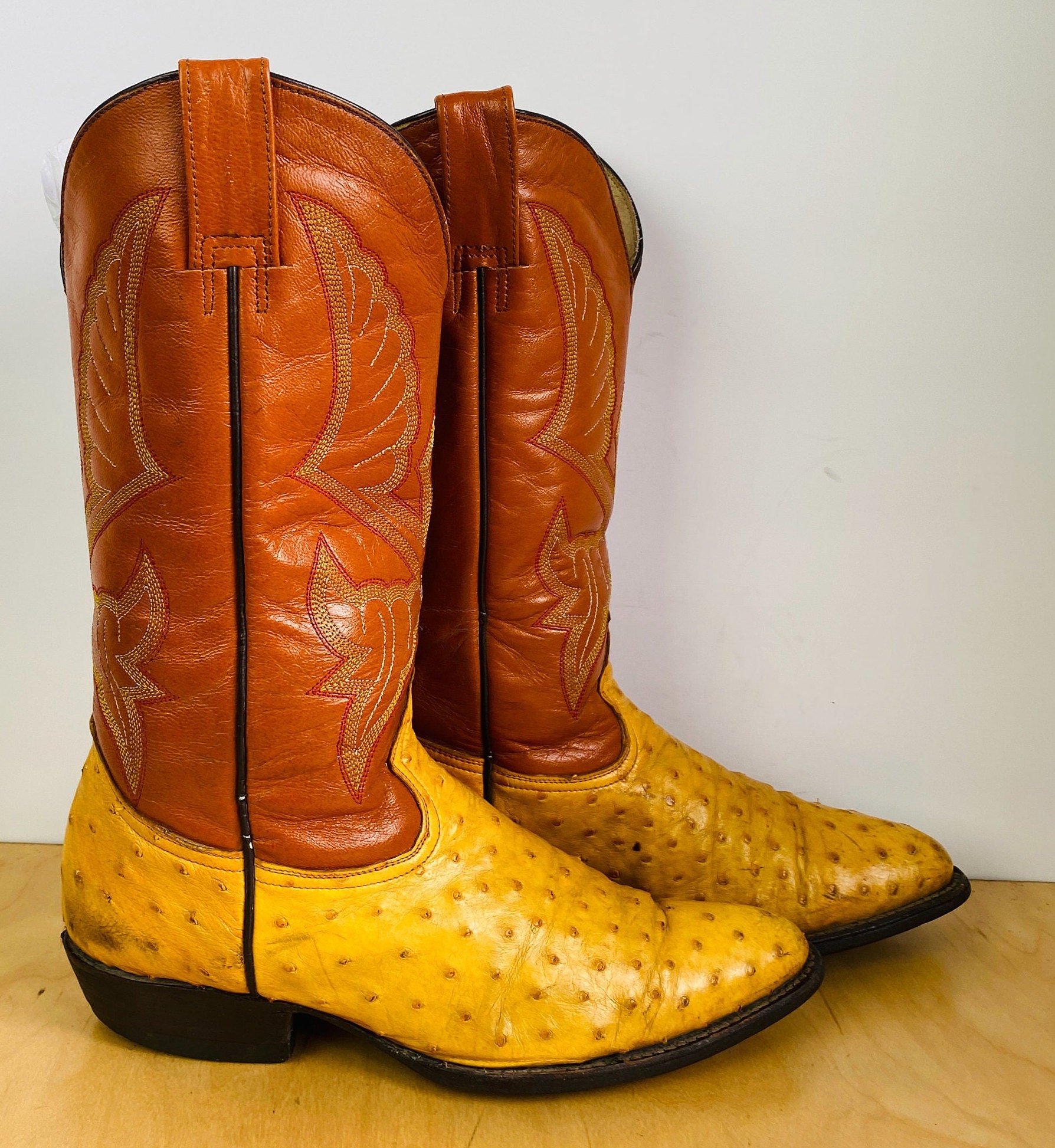 Vintage Fel Yni Mexico Hand Made Leather Ostrich Cowboy Etsy UK
