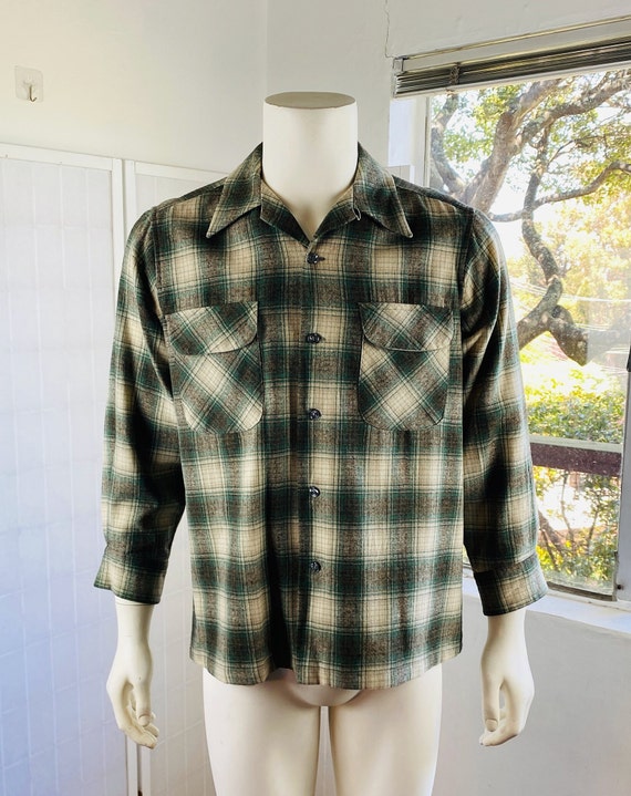 Vintage Pendleton plaid wool shirt, M. - image 1